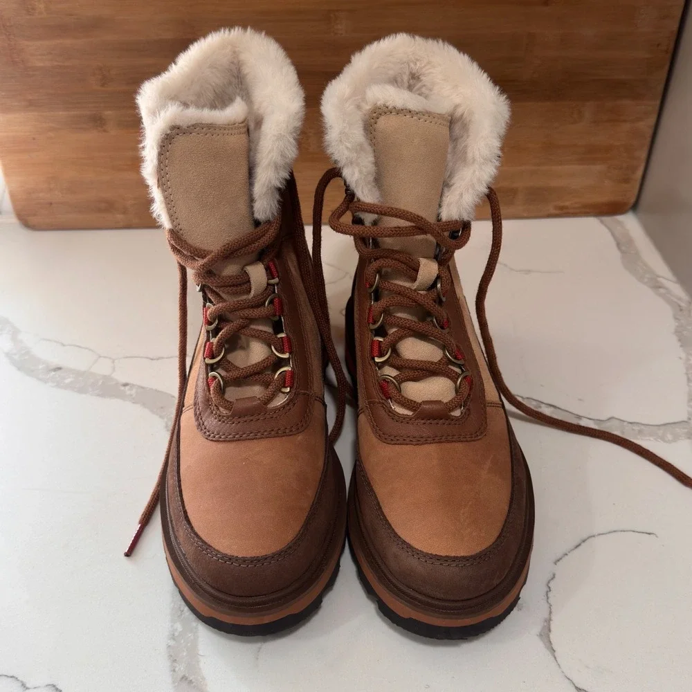 Sorel Lennox Hiker STLT Womens 8 Tawny Buff Waterproof Faux Fur NL4842-242